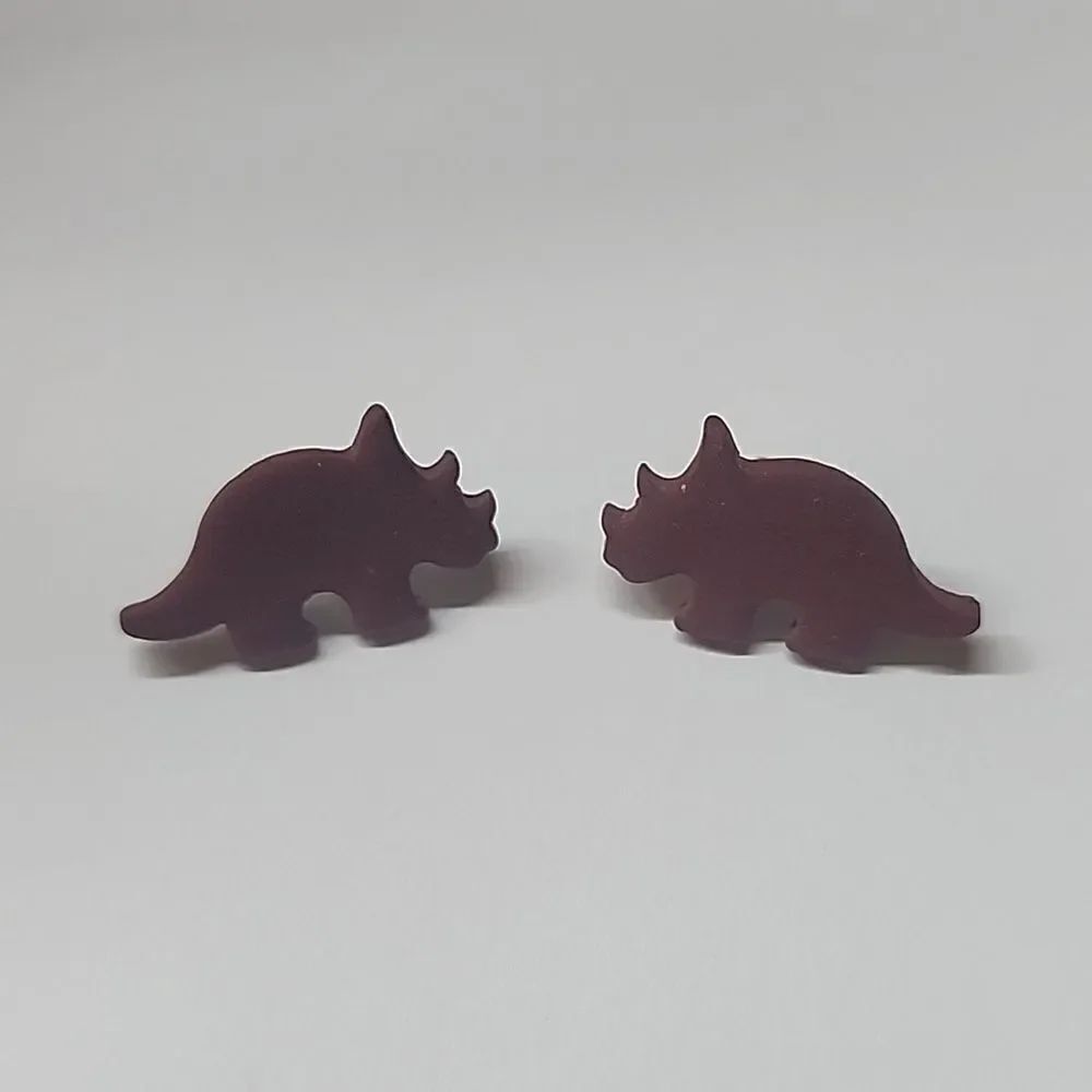 Maroon Dino Stud Earrings Dinosaur